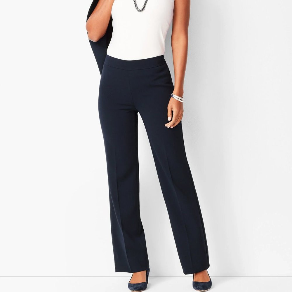 Talbots Easy Travel Wide-Leg Pants in indigo blue
